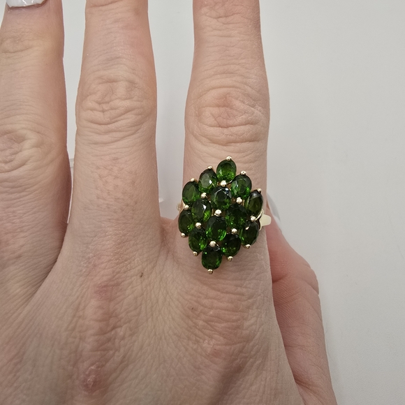 JTV Jewelry - 7 ctw Russian Diopside Ring in Vermeil Yellow Gold Over Sterling Silver Sz 10